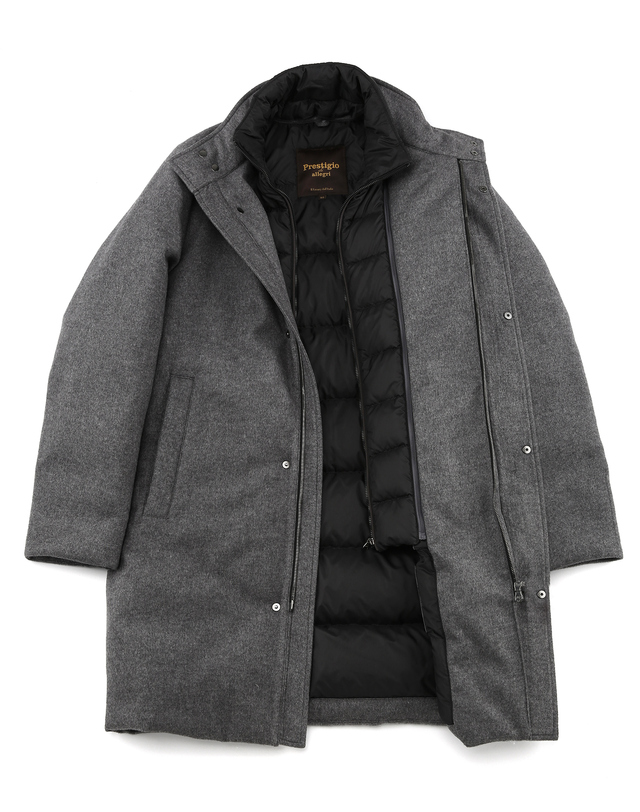 프레스티지오 디 알레그리 Chacoal《Cashmere Silk》[Italy Down] PIACENZA Mid Jumper 차콜 그레이 착용컷