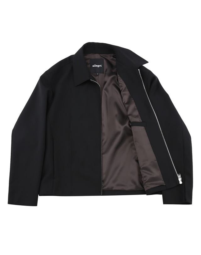알레그리 블랙《Modern Wool Blend》카라넥 블루종 착용컷