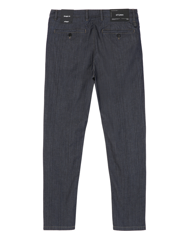 알레그리 다크블루《Tailored Trousers》 슬림 원 턱 핏 데님 진한 블루 착용컷