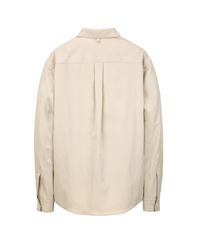 알레그리 베이지《Soft Tencel》레귤러 핏 셔츠 진한 베이지 착용컷