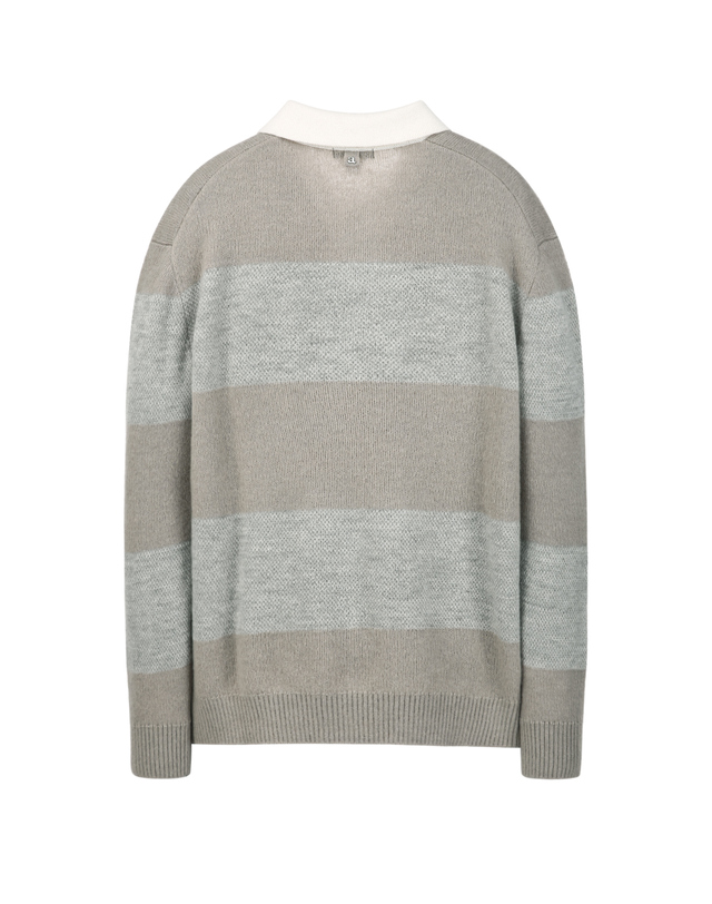 알레그리 베이지《Wool Blended》럭비 스웨터 착용컷