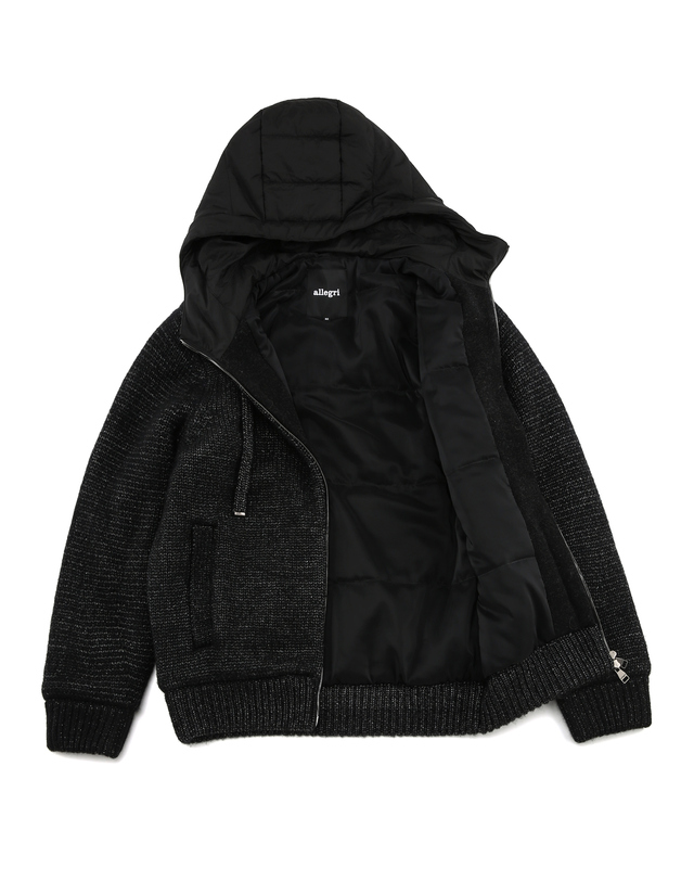 알레그리 블랙《2Tone Wool》하이브리드 패딩 점퍼 착용컷