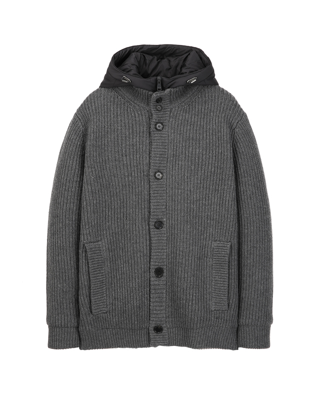 알레그리 라이트그레이《Prime Wool》충전물 하이브리드 점퍼 밝은 그레이 착용컷