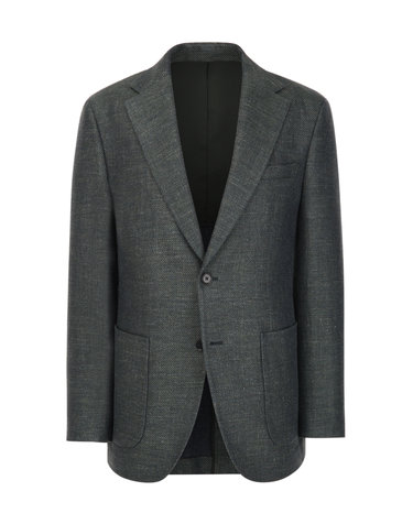 CERRUTI 다크 그린 트윌 린넨 코튼 혼방 블레이져