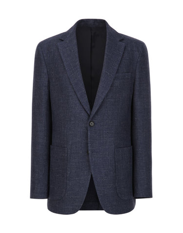 CERRUTI 다크터콰이즈블루 트윌 린넨 코튼 혼방 블레이져