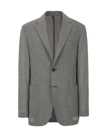블랙《Micro Houndstooth》성하 울 혼방 블레이져
