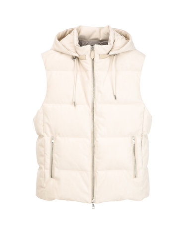 Beige《Faux Suede》[Italy Goose]Down Vest Jumper