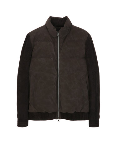 다크브라운《Velvet Twill》[Siberian Goose]니트 하이브리드 점퍼