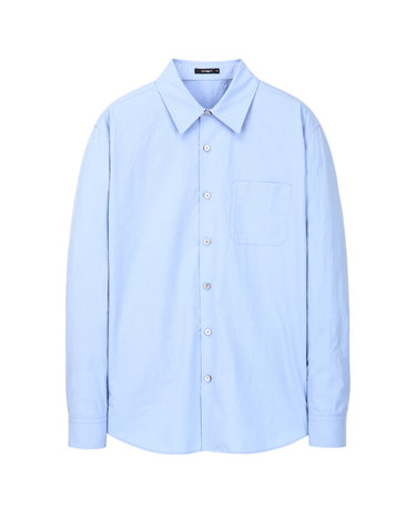 페일블루《Garment Washed》코튼 솔리드 셔츠