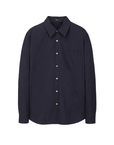 다크네이비《Garment Washed》코튼 솔리드 셔츠