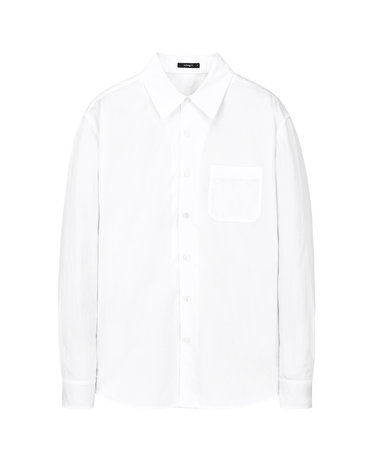 화이트《Garment Washed》코튼 솔리드 셔츠