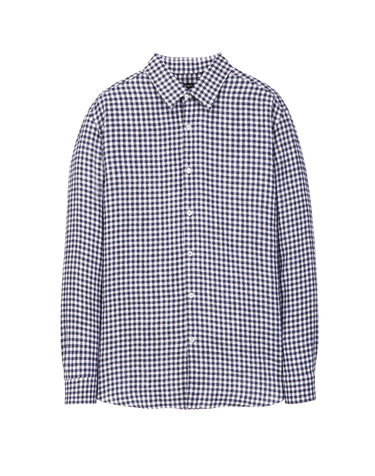ALBINI 네이비《GINGHAM CHECK》린넨 셔츠