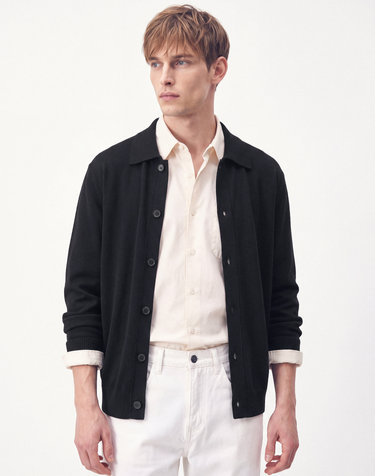 블랙《Wool Milano》카라 가디건