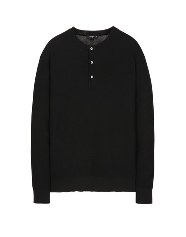 베이지 《Merino Waffle》Henley Neck 스웨터
