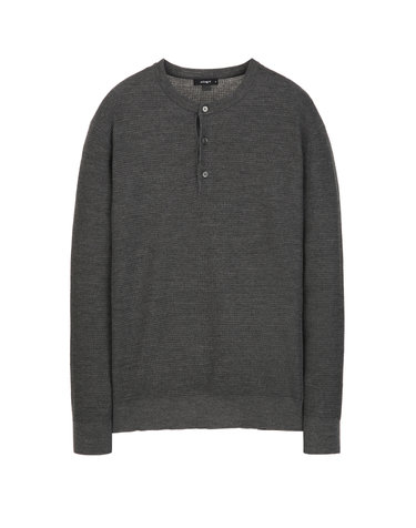 다크 그레이 《Merino Waffle》Henley Neck 스웨터