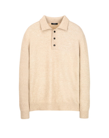베이지《Italy Natural Wool》카라 스웨터