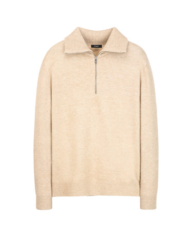 베이지《Italy Natural Wool》쿼터집업 스웨터