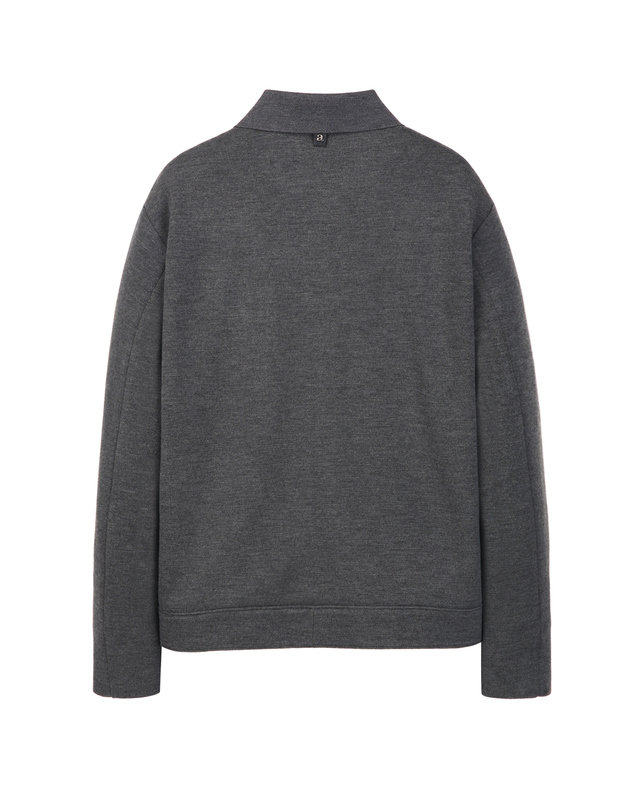 알레그리 챠콜그레이《WoolMilano》Minimal 카라 점퍼 차콜 그레이 착용컷