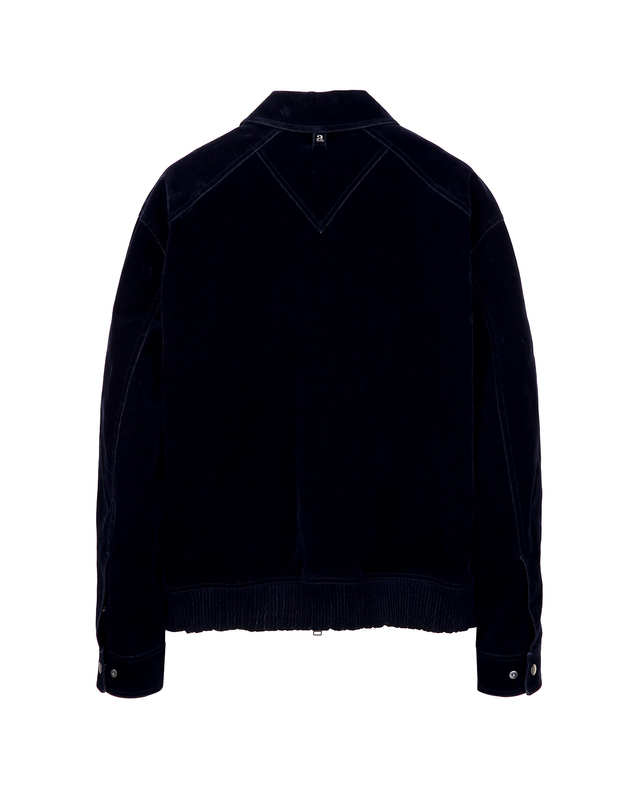 알레그리 다크네이비《Velour Denim》카라 블루종 점퍼 진한 네이비 착용컷