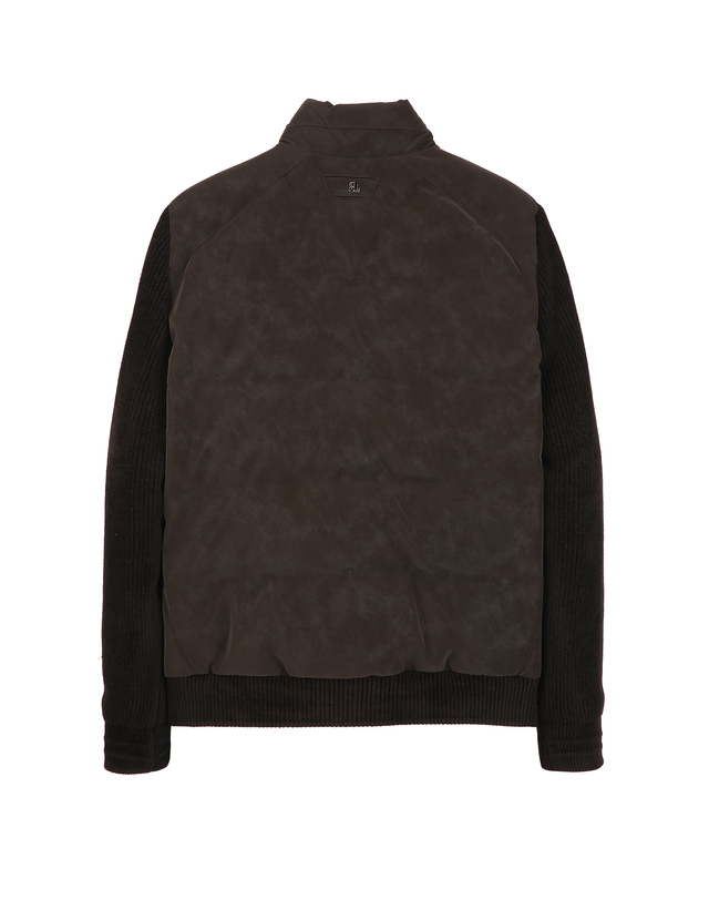 알레그리 다크브라운《Velvet Twill》[Siberian Goose]니트 하이브리드 점퍼 진한 브라운 상세