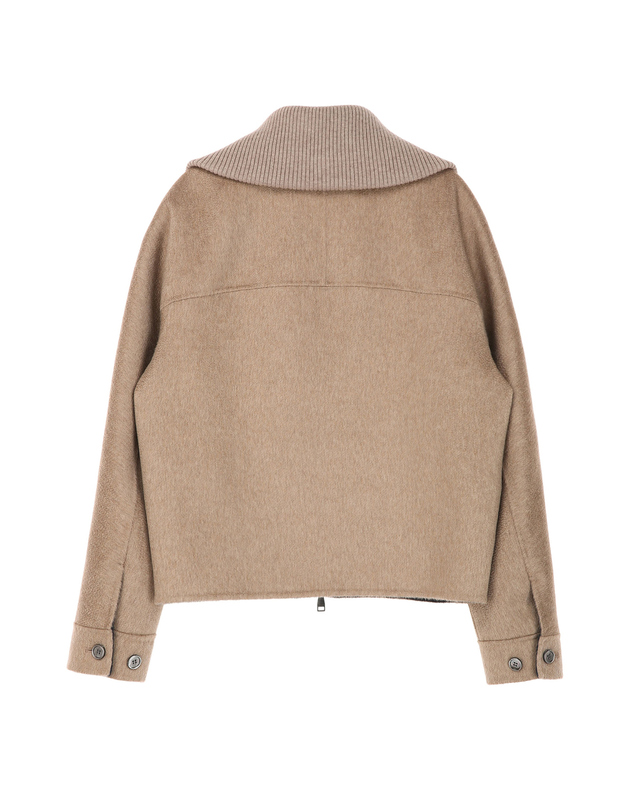 알레그리 우먼 다크브라운《Tollegno Pure Cashmere》Zibeline 니트넥 점퍼 진한 브라운 착용컷