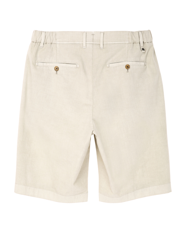 알레그리 SONDRIO 아이보리 스트레치 코튼 [Slim Fit] 치노 하프 팬츠 착용컷