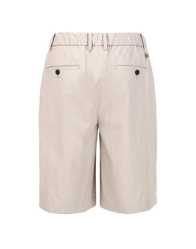 알레그리 아이보리《Cotton Garment Washed》[Wide Fit] 하프 팬츠 진한 베이지 착용컷