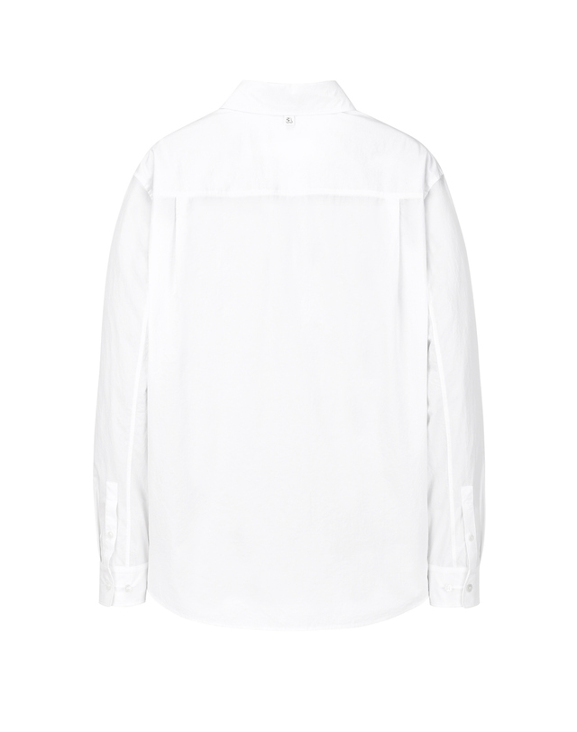 알레그리 화이트《Garment Washed》코튼 솔리드 셔츠 흰색 착용컷