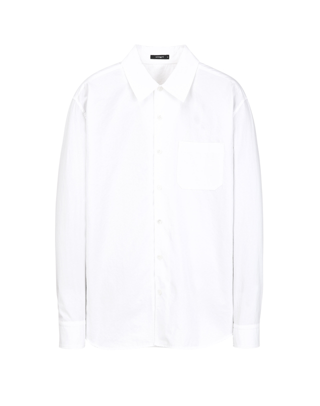 알레그리 화이트 《Washed Cotton》[Comfort Fit] 셔츠 흰색 착용컷