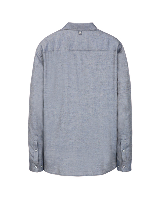 알레그리 블루 플란넬《CANCLINI》Regular Fit 셔츠 착용컷