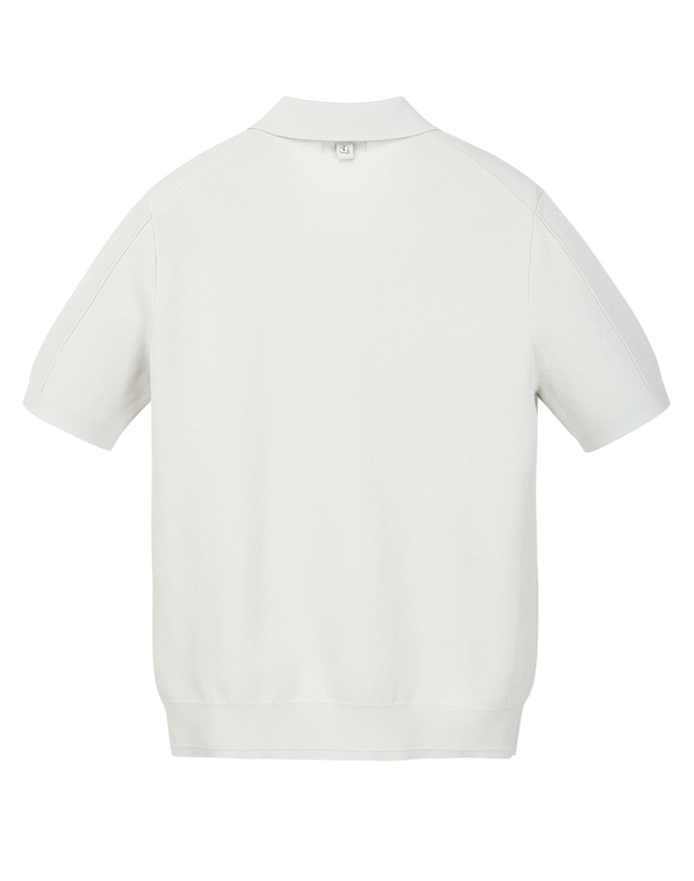 알레그리 라이트블루 《CoolCotton》카라넥 스웨터 밝은 블루 착용컷
