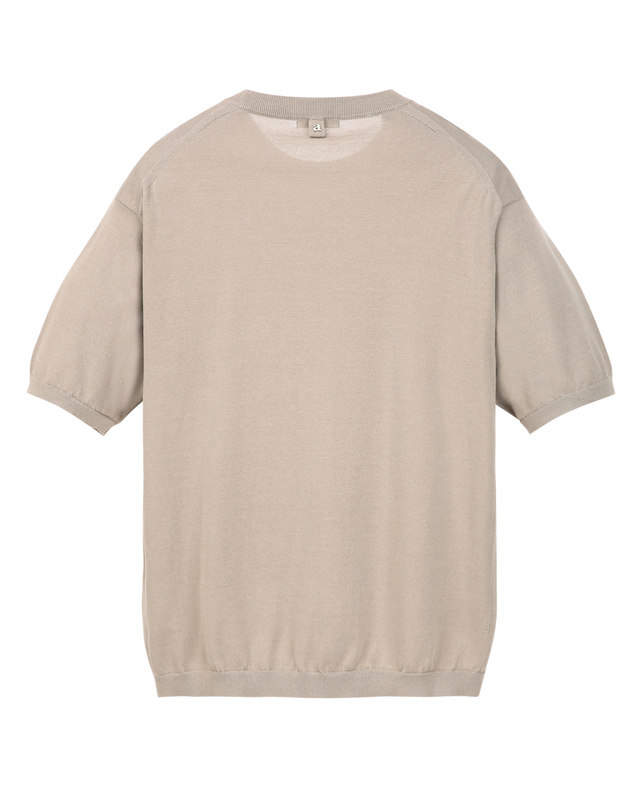 알레그리 베이지《Air Cool Cotton》라운드넥 스웨터 밝은 그레이 착용컷
