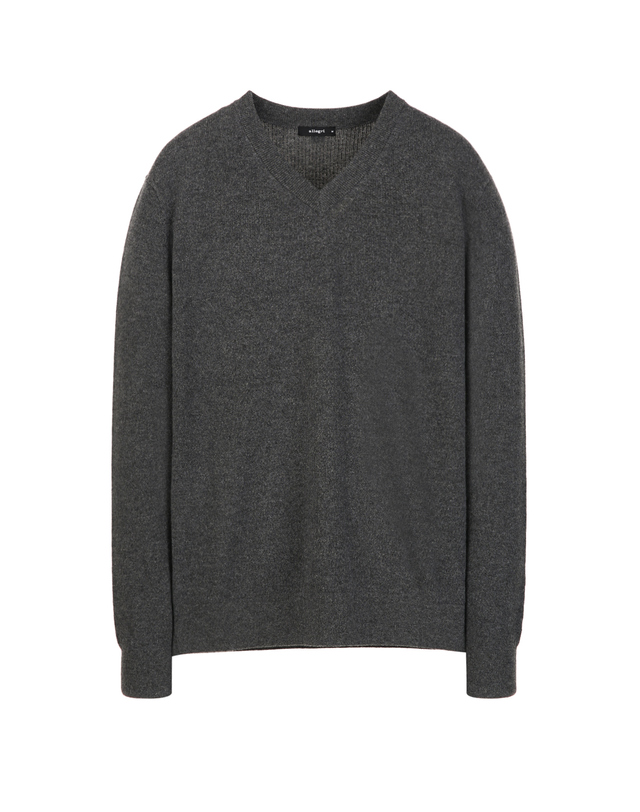 알레그리 챠콜그레이 《Wool Cashmere》 Relaxed Neck 스웨터 차콜 그레이 상세