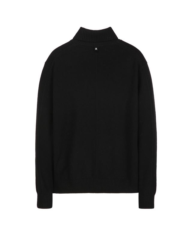알레그리 블랙《Wool Cashmere》미드게이지 풀터틀 스웨터 착용컷