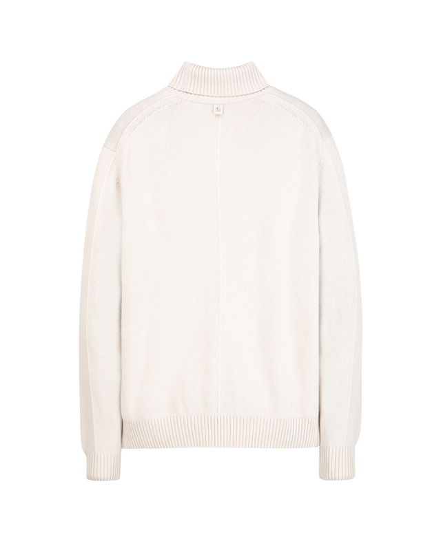 알레그리 라이트베이지《Wool Cashmere》미드게이지 풀터틀 스웨터 밝은 베이지 착용컷
