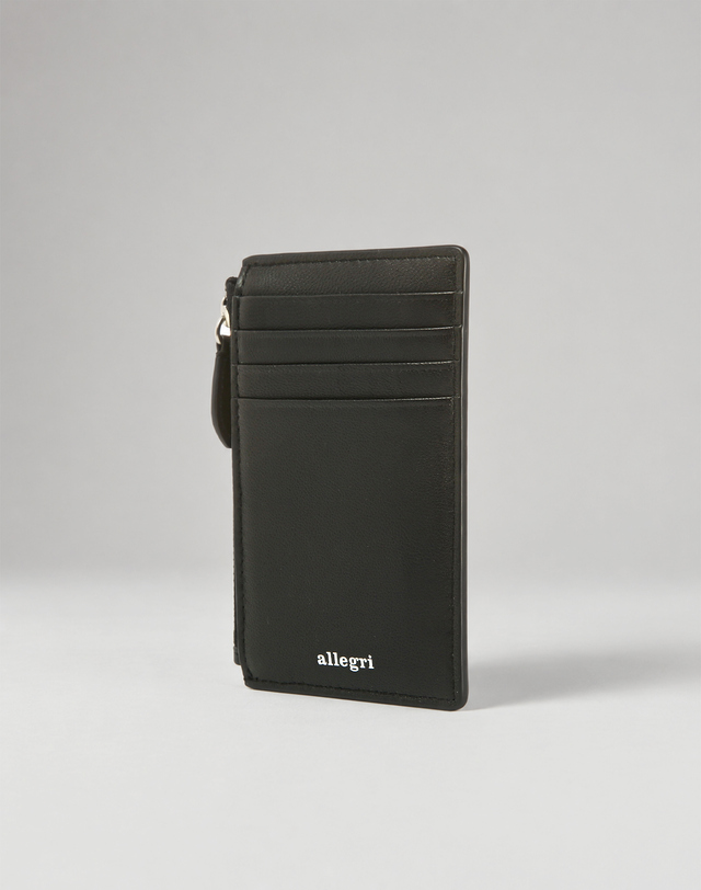 알레그리 Zip Card Case Lamb Skin 블랙 착용컷