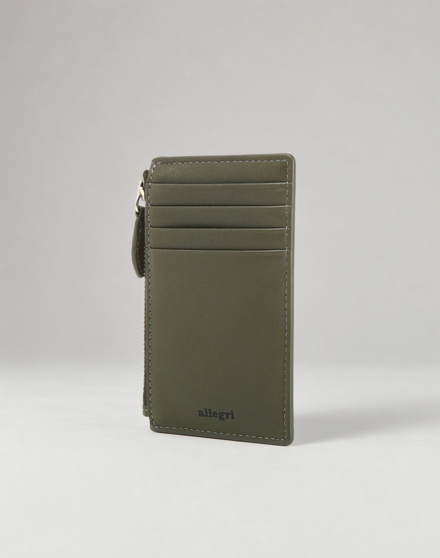 알레그리 Zip Card Case Lamb Skin 카키 착용컷