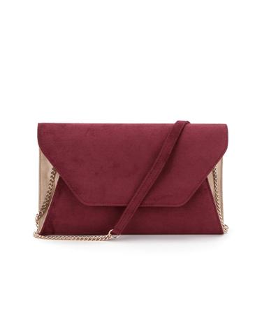 Charming Suede Clutch_Wine