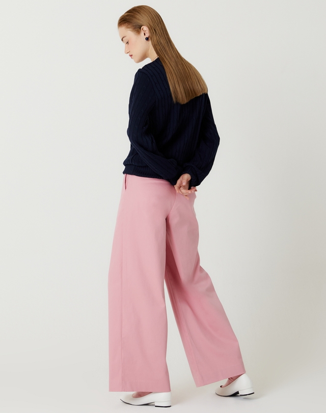 더스튜디오케이 ONE TUCK COLOR COTTON PANTS(PINK) 착용컷