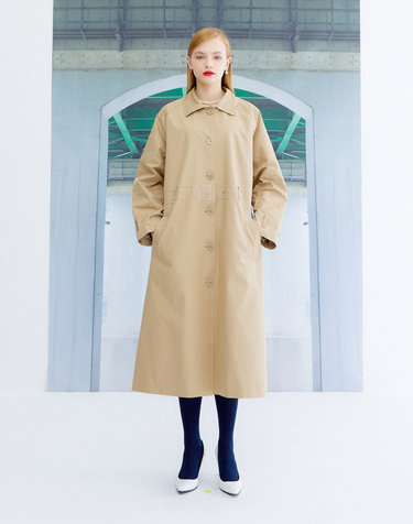 EMBROIDERY TRENCH SINGLE COAT_BEIGE
