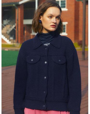 KNIT DENIM JACKET_NAVY