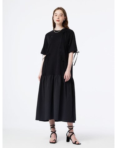 RIBBON POINT COMFY DRESS (BLACK)