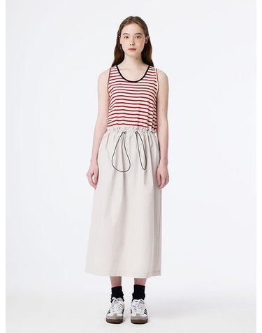 MARINE STRIPE SLEEVELESS DRESS (RED)