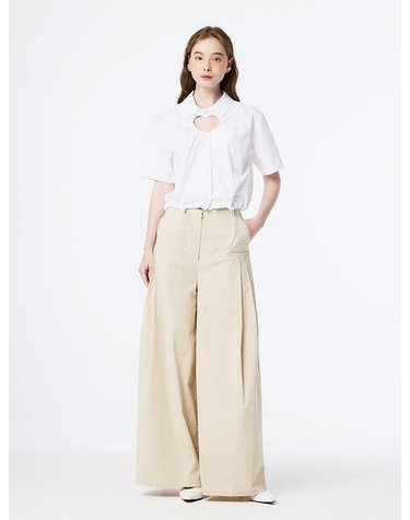 CUT OUT HEART SHIRRING SHIRTS JACKET(WHITE)