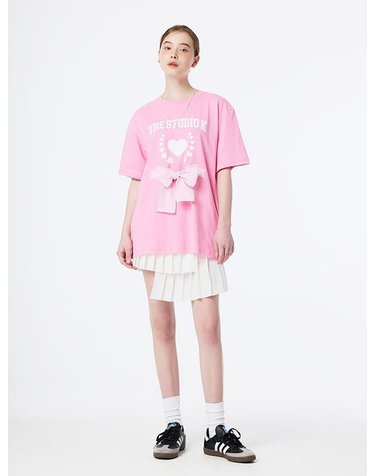 HEART LOGO LIBBON T-SHIRTS (PINK)