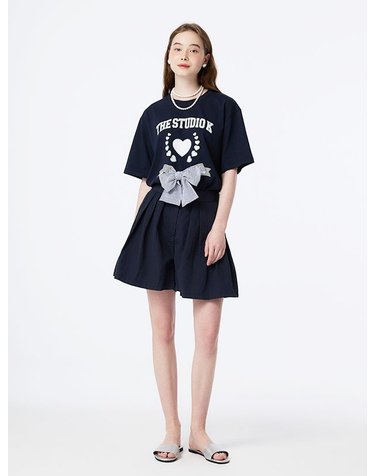 HEART LOGO LIBBON T-SHIRTS (NAVY)