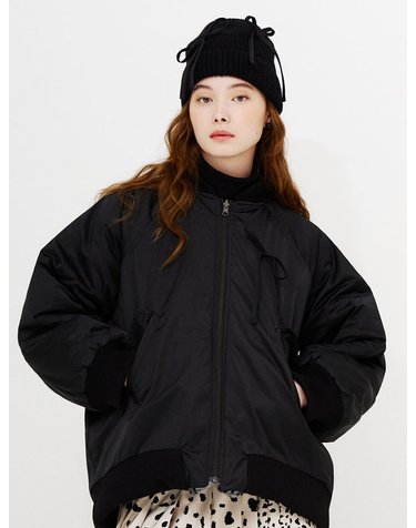 SATIN-LEOPARD ECO FUR REVERSIBLE MA-1 JACKET(BLACK)