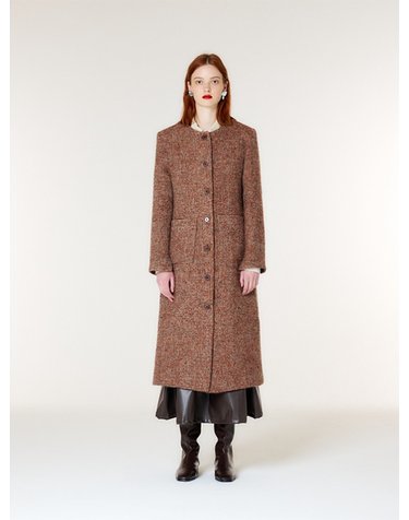 WOOL TWEED COAT DRESS(BEIGE BROWN)