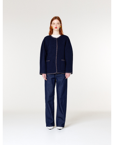 VOLUMED WOOL CARDIGAN(NAVY)