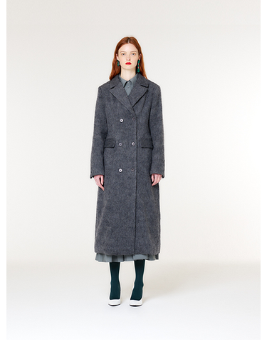 DOUBLE BREASTED SLIM WOOL COAT(GRAY)